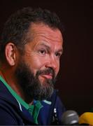 11 July 2024; Head coach Andy Farrell speaks to the media during an Ireland rugby media conference at the Garden Court Hotel in Durban, South Africa. Photo by Brendan Moran/Sportsfile