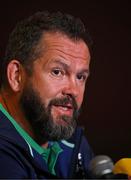 11 July 2024; Head coach Andy Farrell speaks to the media during an Ireland rugby media conference at the Garden Court Hotel in Durban, South Africa. Photo by Brendan Moran/Sportsfile