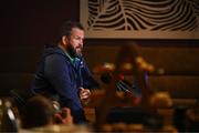 11 July 2024; Head coach Andy Farrell speaks to the media during an Ireland rugby media conference at the Garden Court Hotel in Durban, South Africa. Photo by Brendan Moran/Sportsfile