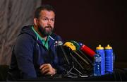 11 July 2024; Head coach Andy Farrell speaks to the media during an Ireland rugby media conference at the Garden Court Hotel in Durban, South Africa. Photo by Brendan Moran/Sportsfile