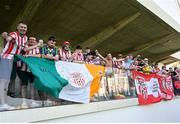 11 July 2024; Derry City supporters before the UEFA Champions League First Qualifying Round First Leg match between FCB Magpies and Derry City at Europa Point Stadium in Gibraltar. Photo by Marcos Moreno/Sportsfile