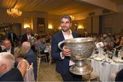 11 July 2024; Former Dublin footballer Bernard Brogan with the Sam Maguire Cup during the All Ireland preview and golf event in aid of the Friends of the Coombe Fundraiser at the K Club in Kildare. Photo by Matt Browne/Sportsfile