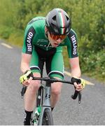 12 July 2024; Josh Callaly of Cycling Ireland team during stage four of the 2024 Junior Tour of Ireland at the Cliffs of Moher stage in Clare. Photo by Stephen McMahon/Sportsfile