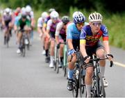 12 July 2024; Rhys Burrell of South Africa on Track team leads the peloton during stage four of the 2024 Junior Tour of Ireland at the Cliffs of Moher stage in Clare. Photo by Stephen McMahon/Sportsfile