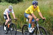 12 July 2024; Race leader Brendan Luongo of Hot Tubes during stage four of the 2024 Junior Tour of Ireland at the Cliffs of Moher stage in Clare. Photo by Stephen McMahon/Sportsfile