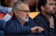12 July 2024; Iar-Uachtarán Chumann Lúthchleas Gael Larry McCarthy in attendance during the GAA Football All-Ireland Junior Championship semi-final match between New York and Warwickshire at the GAA National Centre of Excellence in Abbotstown, Dublin. Photo by Shauna Clinton/Sportsfile