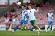 12 July 2024; Patrick Ferry of Finn Harps in action against Cathal O'Sullivan of Cork City during the SSE Airtricity Men's First Division match between Cork City and Finn Harps at Turner's Cross in Cork. Photo by Michael P Ryan/Sportsfile