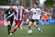 12 July 2024; Jad Hakiki of Dundalk in action against Darragh Markey of Drogheda United during the SSE Airtricity Men's Premier Division match between Dundalk and Drogheda United at Oriel Park in Dundalk, Louth. Photo by Ben McShane/Sportsfile