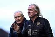 12 July 2024; Galway United assistant manager Ollie Horgan, right, and Galway United manager John Caulfield during the SSE Airtricity Men's Premier Division match between Galway United and Waterford at Eamonn Deacy Park in Galway. Photo by Piaras Ó Mídheach/Sportsfile