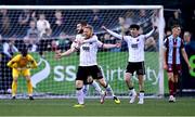 12 July 2024; Daryl Horgan of Dundalk celebrates with teammate Robbie Mahon, right, after scoring their side's fourth goal during the SSE Airtricity Men's Premier Division match between Dundalk and Drogheda United at Oriel Park in Dundalk, Louth. Photo by Ben McShane/Sportsfile