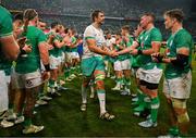 13 July 2024; Eben Etzebeth of South Africa shakes hands with Peter O’Mahony of Ireland after the second test between South Africa and Ireland at Kings Park in Durban, South Africa. Photo by Brendan Moran/Sportsfile
