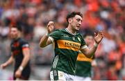 13 July 2024; Paudie Clifford of Kerry reacts after kicking wide during the GAA Football All-Ireland Senior Championship semi-final match between Armagh and Kerry at Croke Park in Dublin. Photo by Seb Daly/Sportsfile