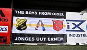 12 July 2024; Dundalk supporter flags are seen before the SSE Airtricity Men's Premier Division match between Dundalk and Drogheda United at Oriel Park in Dundalk, Louth. Photo by Ben McShane/Sportsfile