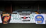 12 July 2024; Dundalk supporter flags are seen before the SSE Airtricity Men's Premier Division match between Dundalk and Drogheda United at Oriel Park in Dundalk, Louth. Photo by Ben McShane/Sportsfile