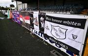 12 July 2024; Dundalk supporter flags are seen before the SSE Airtricity Men's Premier Division match between Dundalk and Drogheda United at Oriel Park in Dundalk, Louth. Photo by Ben McShane/Sportsfile