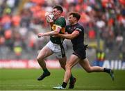 13 July 2024; Cillian Burke of Kerry in action against Jason Duffy of Armagh during the GAA Football All-Ireland Senior Championship semi-final match between Armagh and Kerry at Croke Park in Dublin. Photo by Seb Daly/Sportsfile