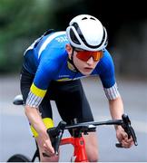 14 July 2024; Killian O’Brien of Cycling Leinster team during stage six of the 2024 Junior Tour of Ireland at the Ennis Circuit stage in Clare. Photo by Stephen McMahon/Sportsfile