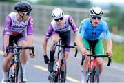 14 July 2024; Winner of stage five, Max Fitzgerald of Cycling Ireland team, right, leads during stage six of the 2024 Junior Tour of Ireland at the Ennis Circuit stage in Clare. Photo by Stephen McMahon/Sportsfile