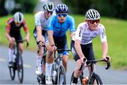 14 July 2024; Antoine Bergeron of Ignite Canada team, right, during stage six of the 2024 Junior Tour of Ireland at the Ennis Circuit stage in Clare. Photo by Stephen McMahon/Sportsfile