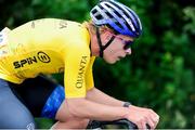 14 July 2024; Race leader Caden Budd of Hot Tubes team during stage six of the 2024 Junior Tour of Ireland at the Ennis Circuit stage in Clare. Photo by Stephen McMahon/Sportsfile
