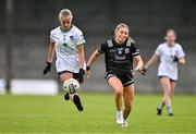 14 July 2024; Róisín Ambrose of Limerick in action against Brenda Bannon of Fermanagh during the TG4 All-Ireland Junior Championship semi-final match between Fermanagh and Limerick at Glennon Brothers Pearse Park in Longford. Photo by Ben McShane/Sportsfile