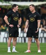 13 July 2024; South Africa head of athletic performance Andy Edwards, left, and defence coach Jerry Flannery before the second test between South Africa and Ireland at Kings Park in Durban, South Africa. Photo by Brendan Moran/Sportsfile