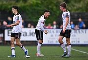 12 July 2024; Ryan O'Kane of Dundalk, centre, celebrates after scoring his side's second goal during the SSE Airtricity Men's Premier Division match between Dundalk and Drogheda United at Oriel Park in Dundalk, Louth. Photo by Ben McShane/Sportsfile
