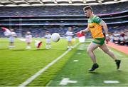 14 July 2024; Donegal captain Patrick McBrearty leads his side out before the GAA Football All-Ireland Senior Championship semi-final match between Donegal and Galway at Croke Park in Dublin. Photo by Seb Daly/Sportsfile
