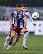 12 July 2024; Luke Heeney of Drogheda United and Ryan O'Kane of Dundalk during the SSE Airtricity Men's Premier Division match between Dundalk and Drogheda United at Oriel Park in Dundalk, Louth. Photo by Ben McShane/Sportsfile
