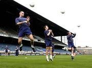 10 August 2004; Shelbourne players, (left to right), Alan McDermott, Ollie Cahill and Thomas Morgan, in action during a training session ahead of tomorrow's UEFA Champions League 3rd Round First Leg Qualifier against Deportivo La Coruna. Lansdowne Road, Dublin. Picture credit; David Maher / SPORTSFILE