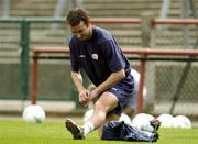 10 August 2004; Ollie Cahill, Shelbourne, warms up before a training session ahead of tomorrow's UEFA Champions League 3rd Round First Leg Qualifier against Deportivo La Coruna. Lansdowne Road, Dublin. Picture credit; Pat Murphy / SPORTSFILE