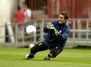 10 August 2004; Steve Williams, Shelbourne goalkeeper, in action during a training session ahead of tomorrow's UEFA Champions League 3rd Round First Leg Qualifier against Deportivo La Coruna. Lansdowne Road, Dublin. Picture credit; Pat Murphy / SPORTSFILE