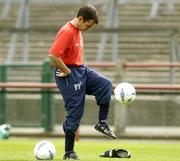 10 August 2004; Pat Fenlon, Shelbourne manager, practices his ball control during a training session ahead of tomorrow's UEFA Champions League 3rd Round First Leg Qualifier against Deportivo La Coruna. Lansdowne Road, Dublin. Picture credit; Pat Murphy / SPORTSFILE