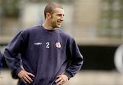 10 August 2004; Owen Heary, Shelbourne, in jovial mood during a training session ahead of tomorrow's UEFA Champions League 3rd Round First Leg Qualifier against Deportivo La Coruna. Lansdowne Road, Dublin. Picture credit; Pat Murphy / SPORTSFILE
