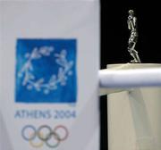 11 August 2004; A statuette of a boxer on the side of the Main Olympic Boxing Ring where Ireland's Andy Lee is due to fight on Saturday next. Games of the XXVII Olympiad, Athens Summer Olympics Games 2004, Athens, Greece. Picture credit; Brendan Moran / SPORTSFILE