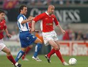 11 August 2004; Dave Rogers, Shelbourne, in action against Sergio Gonzalez, Deportivo La Coruna. UEFA Champions League, 3rd Round First Leg Qualifier, Shelbourne v Deportivo La Coruna, Lansdowne Road, Dublin. Picture credit; David Maher / SPORTSFILE