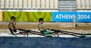 12 August 2004; Ireland's lightweight double sculls team of Sam Lynch, left, and Gearoid Towey in action during an oren training at the Schinias Olympic Rowing Centre. Games of the XXVII Olympiad, Athens Summer Olympics Games 2004, Athens, Greece. Picture credit; Brendan Moran / SPORTSFILE