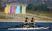 12 August 2004; Ireland's lightweight double sculls team of Gearoid Tywey, left, and Sam Lynch in action during an open training session at the Schinias Olympic Rowing Centre. Games of the XXVII Olympiad, Athens Summer Olympics Games 2004, Athens, Greece. Picture credit; Brendan Moran / SPORTSFILE