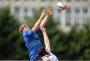 21 September 2013; Collie Joyce-Ahearne, Leinster, in action against Nigel Simpson, Ulster. Under 19 Interprovincial, Leinster v Ulster. Donnybrook Stadium, Donnybrook, Dublin. Picture credit: Stephen McCarthy / SPORTSFILE