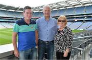 21 September 2013; On the eve of the All-Ireland Football Final Mayo football legend Willie Joe Padden gave a unique tour of Croke Park stadium as part of the Bord Gáis Energy Legends Tour Series. Pictured with Willie are Mayo supporters Paraic and Anne Sweeney, from Achill Island, Co. Mayo. Willie Joe Padden also received a framed photograph and plaque from John Conroy, Sponsorship, Bord Gais Energy, after the tour. This was the final Bord Gáis Energy Legends Tour for 2013 and previous tours included Legends such as Pat Gilroy, Ken McGrath, Tommy Dunne, Jamesie O’Connor and Steven McDonnell. Full details of other Croke Park events are available on www.crokepark.ie/events. Croke Park, Dublin. Picture credit: Brendan Moran / SPORTSFILE