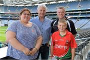 21 September 2013; On the eve of the All-Ireland Football Final Mayo football legend Willie Joe Padden gave a unique tour of Croke Park stadium as part of the Bord Gáis Energy Legends Tour Series. Pictured with Willie are, from left, Mayo supporters Fionnuala, David and John Walker, Kilgallagan, Ballina, Co. Mayo. Willie Joe Padden also received a framed photograph and plaque from John Conroy, Sponsorship, Bord Gais Energy, after the tour. This was the final Bord Gáis Energy Legends Tour for 2013 and previous tours included Legends such as Pat Gilroy, Ken McGrath, Tommy Dunne, Jamesie O’Connor and Steven McDonnell. Full details of other Croke Park events are available on www.crokepark.ie/events. Croke Park, Dublin. Picture credit: Brendan Moran / SPORTSFILE