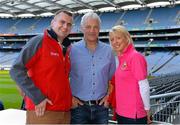 21 September 2013; On the eve of the All-Ireland Football Final Mayo football legend Willie Joe Padden gave a unique tour of Croke Park stadium as part of the Bord Gáis Energy Legends Tour Series. Pictured with Willie are Mayo supporters Anthony McHale and Lisa McNamara, from Crossmolina, Co. Mayo. Willie Joe Padden also received a framed photograph and plaque from John Conroy, Sponsorship, Bord Gais Energy, after the tour. This was the final Bord Gáis Energy Legends Tour for 2013 and previous tours included Legends such as Pat Gilroy, Ken McGrath, Tommy Dunne, Jamesie O’Connor and Steven McDonnell. Full details of other Croke Park events are available on www.crokepark.ie/events. Croke Park, Dublin. Picture credit: Brendan Moran / SPORTSFILE