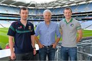 21 September 2013; On the eve of the All-Ireland Football Final Mayo football legend Willie Joe Padden gave a unique tour of Croke Park stadium as part of the Bord Gáis Energy Legends Tour Series. Pictured with Willie are Mayo supporters Shane McGuinn, left, from Crossmolina, Co. Mayo, and Michael Doherty, from Swinford, Co. Mayo. Willie Joe Padden also received a framed photograph and plaque from John Conroy, Sponsorship, Bord Gais Energy, after the tour. This was the final Bord Gáis Energy Legends Tour for 2013 and previous tours included Legends such as Pat Gilroy, Ken McGrath, Tommy Dunne, Jamesie O’Connor and Steven McDonnell. Full details of other Croke Park events are available on www.crokepark.ie/events. Croke Park, Dublin. Picture credit: Brendan Moran / SPORTSFILE