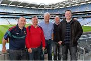 21 September 2013; On the eve of the All-Ireland Football Final Mayo football legend Willie Joe Padden gave a unique tour of Croke Park stadium as part of the Bord Gáis Energy Legends Tour Series. Pictured with Willie are Mayo supporters, from left, Mark Ruddy, Manchester, England, Michéal Ruddy, from Achill, Co. Mayo, Mickey Masterson and Dan Mellett, both from Manchester, England. Willie Joe Padden also received a framed photograph and plaque from John Conroy, Sponsorship, Bord Gais Energy, after the tour. This was the final Bord Gáis Energy Legends Tour for 2013 and previous tours included Legends such as Pat Gilroy, Ken McGrath, Tommy Dunne, Jamesie O’Connor and Steven McDonnell. Full details of other Croke Park events are available on www.crokepark.ie/events. Croke Park, Dublin. Picture credit: Brendan Moran / SPORTSFILE