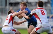 21 September 2013; Michael Courtney, Leinster, is tackled by Connor Shields, left, and James Gallagher, Ulster. Under 19 Interprovincial, Leinster v Ulster. Donnybrook Stadium, Donnybrook, Dublin. Picture credit: Stephen McCarthy / SPORTSFILE