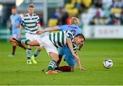 21 September 2013; Shane Robinson, Shamrock Rovers, in action against Paul O'Conor, Drogheda United. EA Sports Cup Final, Shamrock Rovers v Drogheda United, Tallaght Stadium, Tallaght, Co. Dublin. Photo by Sportsfile