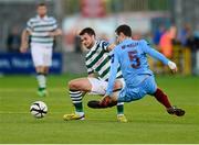 21 September 2013; Thomas Stewart, Shamrock Rovers, in action against Alan McNally, Drogheda United. EA Sports Cup Final, Shamrock Rovers v Drogheda United, Tallaght Stadium, Tallaght, Co. Dublin. Photo by Sportsfile