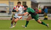 21 September 2013; Jared Payne, Ulster, is tackled by Willie Faloon, Connacht. Celtic League 2013/14, Round 3, Connacht v Ulster, The Sportsground, Galway. Picture credit: Diarmuid Greene / SPORTSFILE