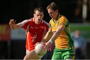 21 September 2013; Gary Sice, Corofin, Galway, in action against Niall Carty, Padraig Pearses, Roscommon, during the quarter-final at the 2013 FBD 7s at Kilmacud Crokes GAA Club. The competition, now in its 41st year, attracted top club teams from all over Ireland and provided a day of fantastic football for GAA fans. Kilmacud Crokes GAA Club, Stillorgan, Co. Dublin. Picture credit: Barry Cregg / SPORTSFILE