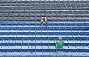 22 September 2013; Mayo supporters take their seats in the Davin Stand ahead of the GAA Football All-Ireland Championship Finals, Croke Park, Dublin. Picture credit: Brendan Moran / SPORTSFILE